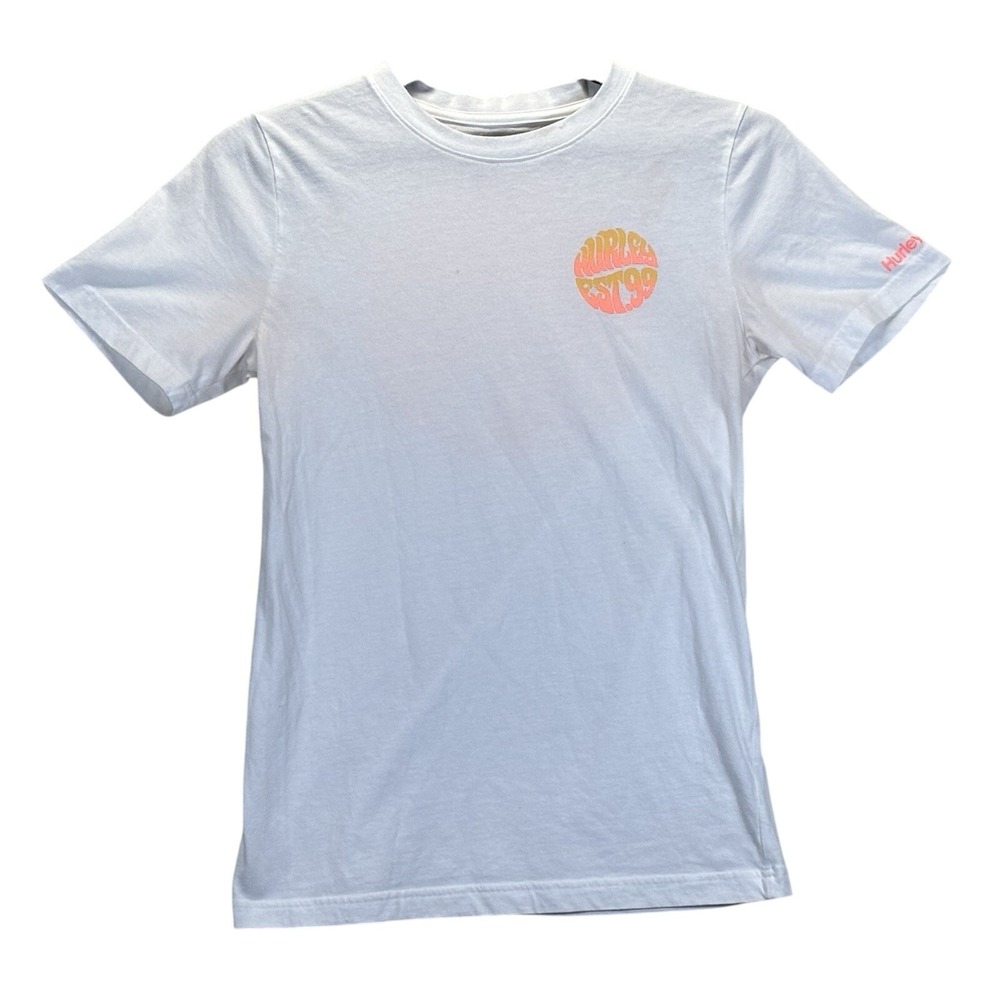 Hurley Youth XL TG T Shirt White Retro Sun‎ Graphic Short Sleeve Cotton Blend